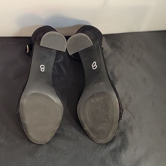 H&M SUEDE BLOCK HEEL ADJUSTABLE BUCKLE ANKLE STRAP WOMEN"S OPEN TOE SANDAL - Picture 10 of 13